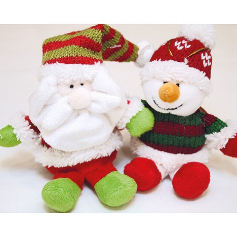 Plüsch Santa und Schneemann XL 15x12x5cm