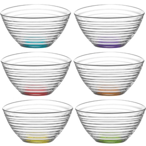 Glass bowl Asymmetric 6pcs Set, colored 300ml