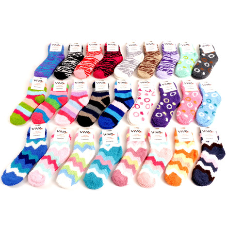 Socks Cuddly Woman Stipe design 12 color sort.