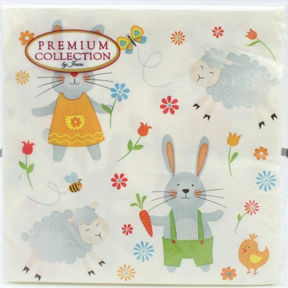 Premium Servietten 20er 33x33cm Süße Häschen