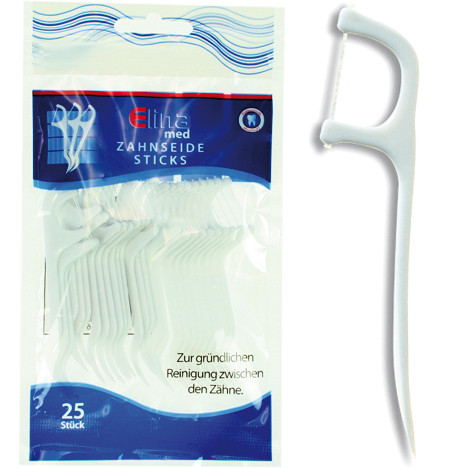 Dental Floss Sticks Elina 25er 8cm in zip-bag