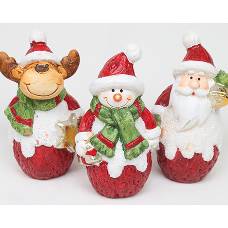 Santa, elk and snowman 10x6cm, with glitter