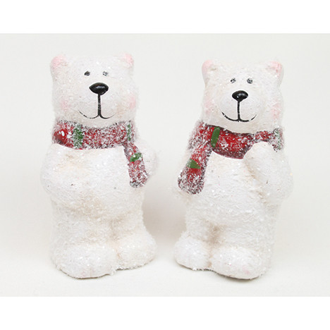 Ceramic polar bear 9x5x5cm with Norwegian scarf