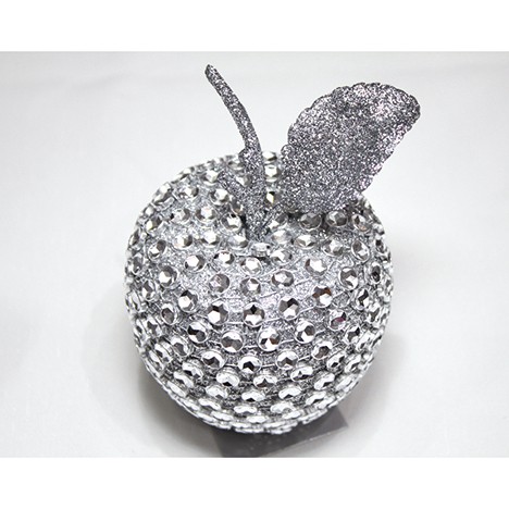 Kunststoff Apfel silber 12x8x8cm