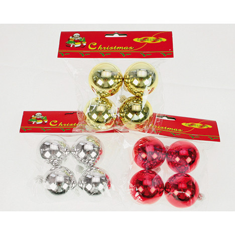Set of 4 tree balls glossy, diam. 5cm