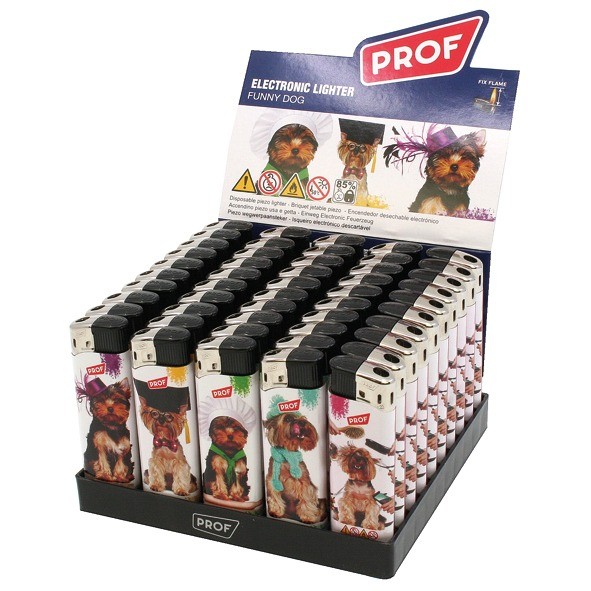 Lighter Funny Dogs, 5 designs assorted, Electro