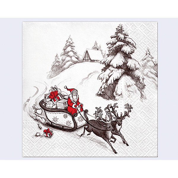 Napkins 20pcs 3ply 33x33cm 'Santa Sleigh