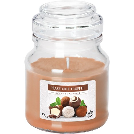 Scented candle in glass w lid 7x10cm Nut-Truffle