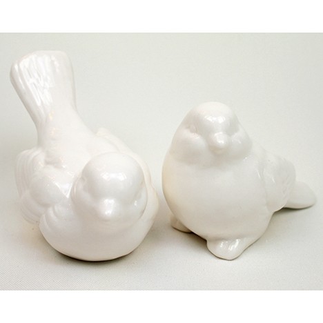 Bird white porcelain XL 10x7x6cm 2 assorted