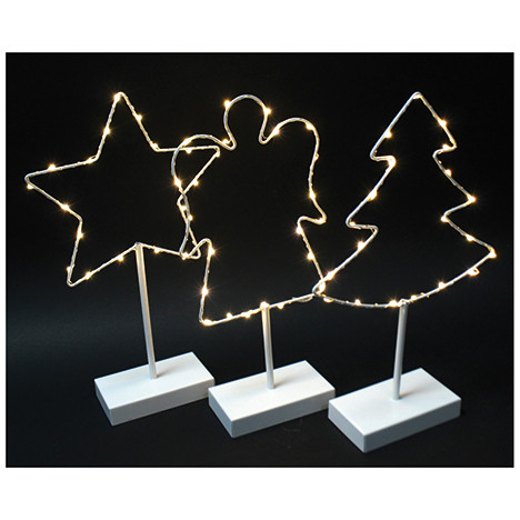 LED Metallfigur m. Drahtlichterkette weiß 20 LED