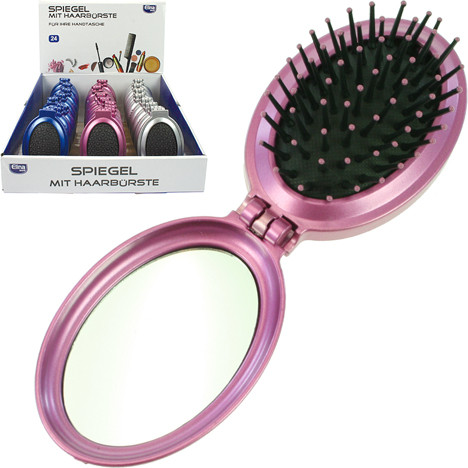 Mirror for Bag Folded w Hair Brush Display | Cosmetic | LOW PRICE PRODUCTS  | Shoppymix