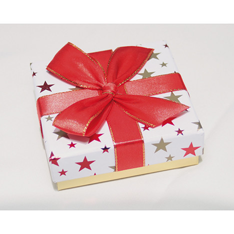 gift box 10x10x3.4cm, with metallic stars
