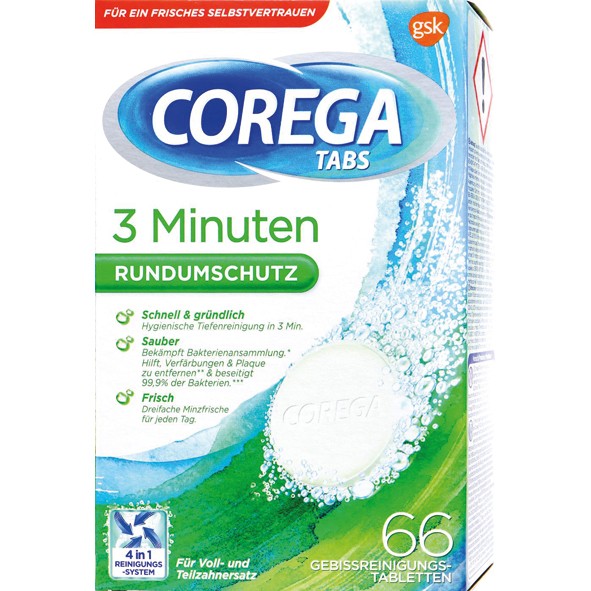 Corega Tabs 3 Minute 66 Bit Cleaning Tablets