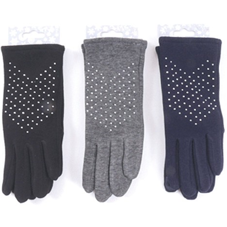 Glove Women Jersey with Rhinestones