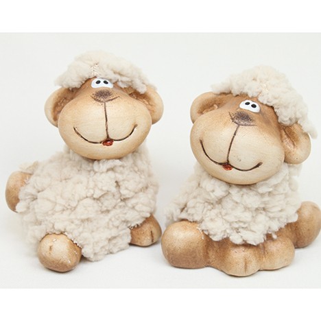 Cuddly sheep 7,5x6,5x5cm 2 poses assorted