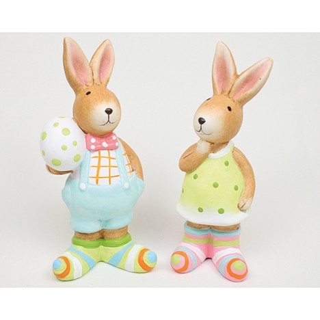 Rabbit XL with striped socks 15x6x4cm ceramic