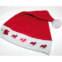Felt Santa hat with light incl. batt. 46x30cm Felt Santa hat with light incl. batt. 46x30cm