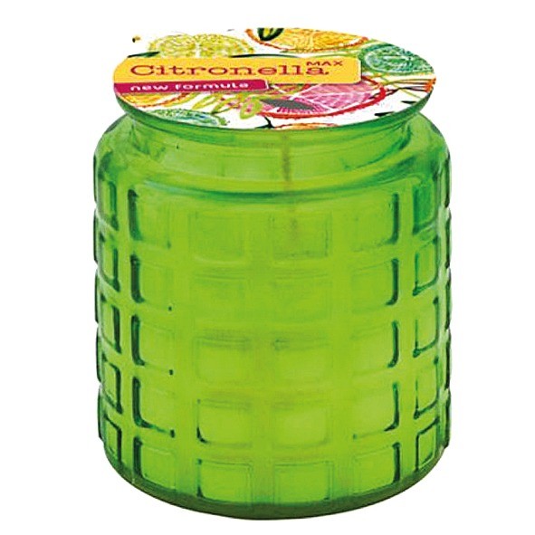 Candle Citronella 170g green glass, white wax