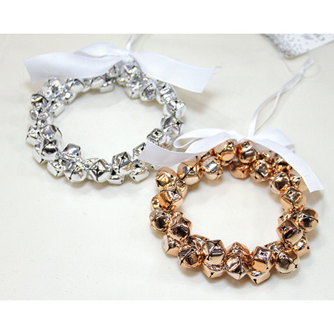 Metal rattle wreath 10x3cm with silk bow