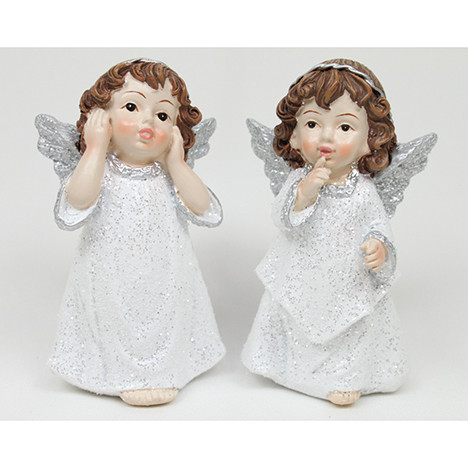 Polyresin angel white 9x5,5x3cm, 2 assort.