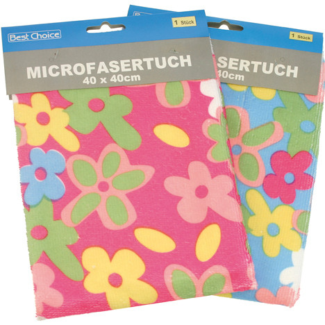 Microfibre Cloth 40 x 40cm RedorBlue Flower Print