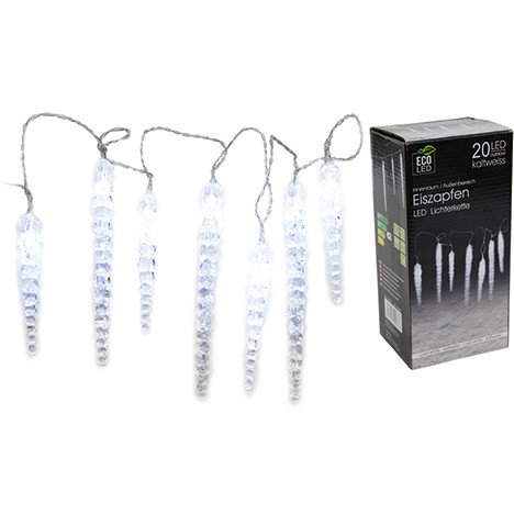 LED Lichterkette Eiszapfen, 20 LED kaltweiß