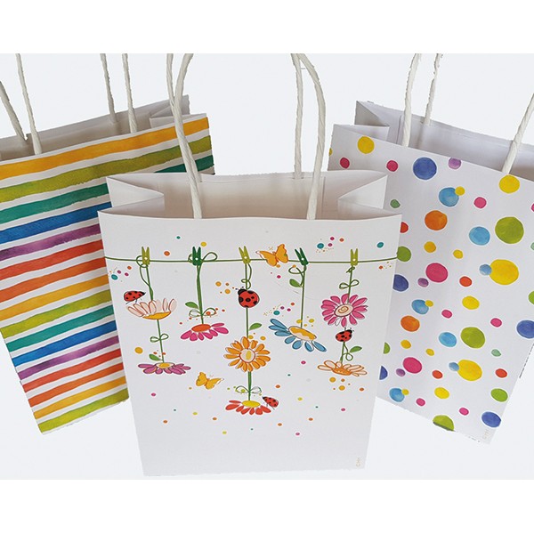 Gift bag 21x15cm with trendy paper handle,