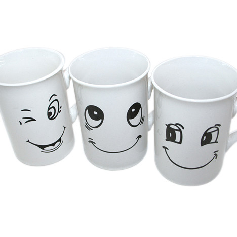 Coffee mug 265ml 10x7cm, WHITE SMILE design