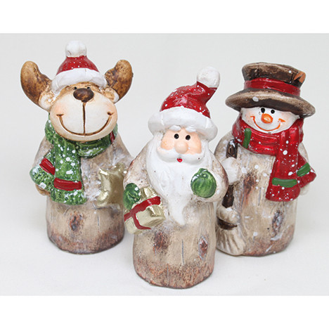 Ceramic elk, Santa and snowman 9x4x3cm
