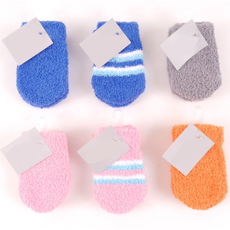 Winter Kinder Kuschelfäustlinge uni + Streifen