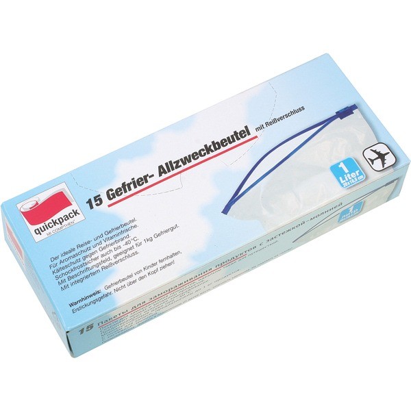 Gefrierbeutel 1l 20x18,5cm 15er Zip-Verschluss