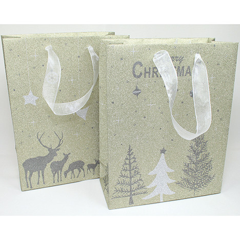 Gift bag Glitter 23x18x8cm deer and trees