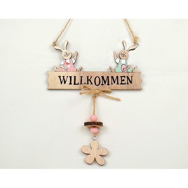 XL Holztürschild 16x13cm 'Willkommen' mit zwei