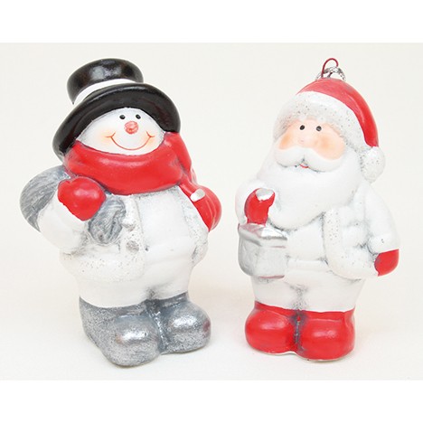 Santa or snowman ceramic 7,5x6x4cm