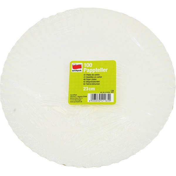 Party Plate 23cm, 100pcs compostable white