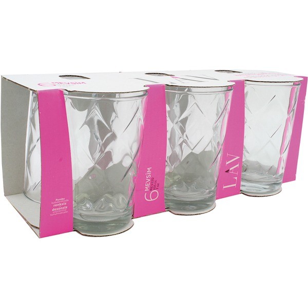Glas Wasserglas 6er Set mit Rauten Muster 200ml
