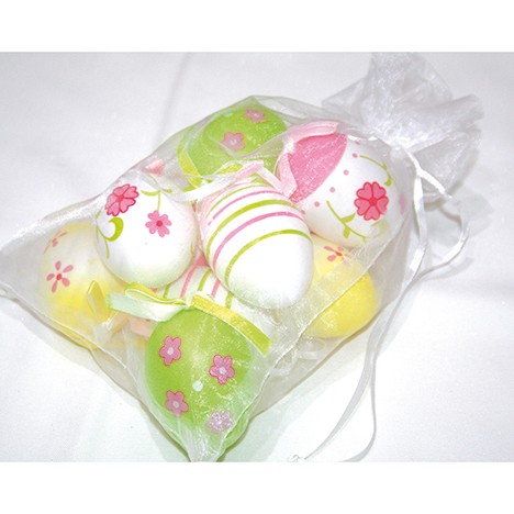 Easter eggs plastic w. motif, set of 8,each 6cm