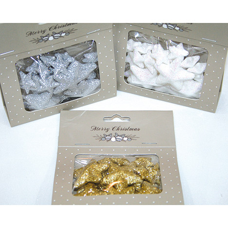 Deco.stars 3D 12er w. glitter,each approx. 2,5cm