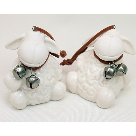 Sheep with hanger and metal bell 6x5cm