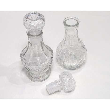 Glass bottle w. glass closure 15x6,5cm for deco.