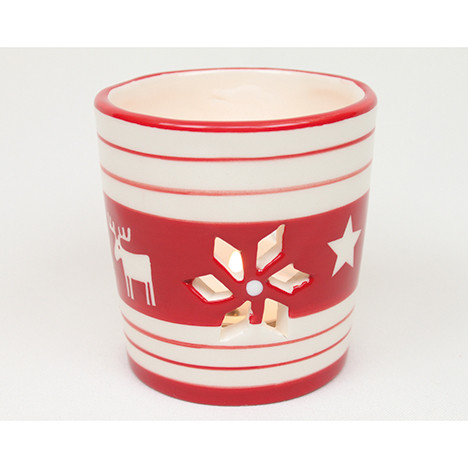 Lantern 7x7cm red/white elk design