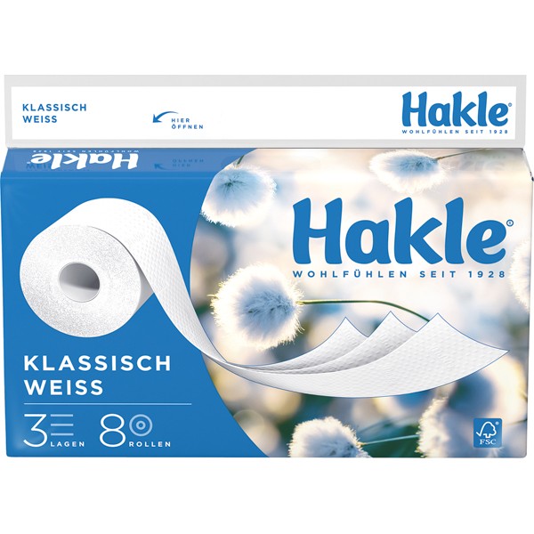 Hakle Toilet Paper 3-layer 8x150 Sheets classic