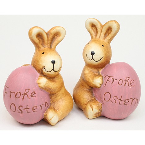 Ceramic Rabbit with Egg and Happy Easter 9x8x6cm