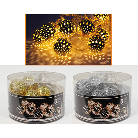 LED Lightchain metal balls Ø2,5cm 8 LED