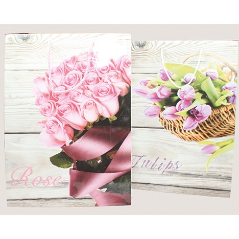 Gift Bag 'Roses/Tulip' XL 34,5x25x8,5cm