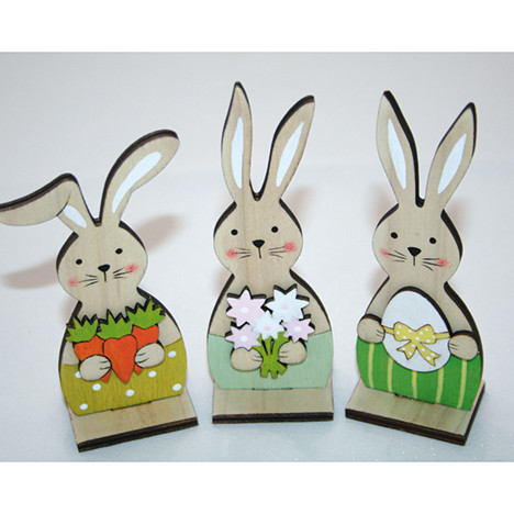 Wooden rabbit 12x4,5x3cm on wooden stand
