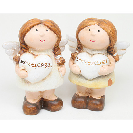Ceramic guardian angel with heart 9x6,5x4cm