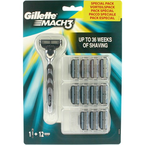 Gillette Mach3 Standard Razor + 12 blades