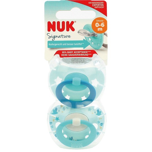 NUK Signature Schnuller Gr.1 0-6 Monat 2 Stück