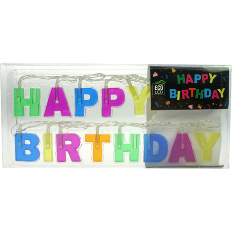 LED light chain 'Happy Birthday' 1.5 meters long